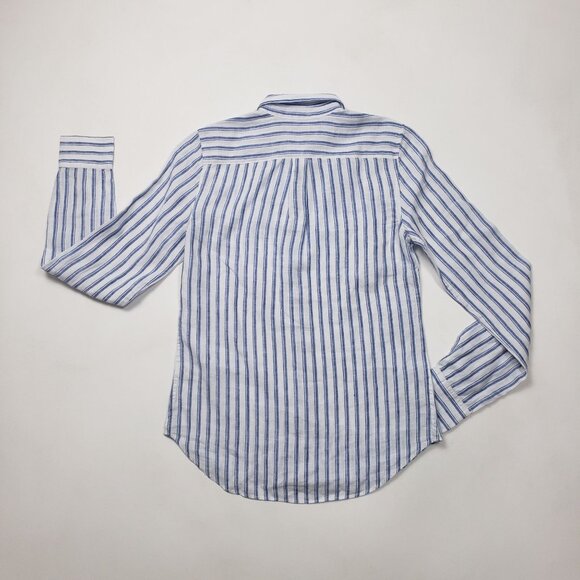 Untuckit Women Button-Up Linen Shirt Wehlen Blue White Stripe NWT/NWOT Pick Size - Picture 10 of 12